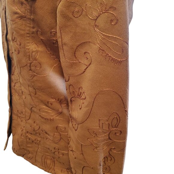 Chico's Faux Suede Western Embroidery Long Sleeve Paisley Shirt Boho Small - Picture 5 of 9